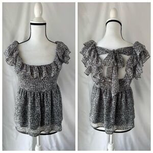 Banana Republic Flutter Sleeve w/Tie-Back Chiffon - Size Petite XS (A022)